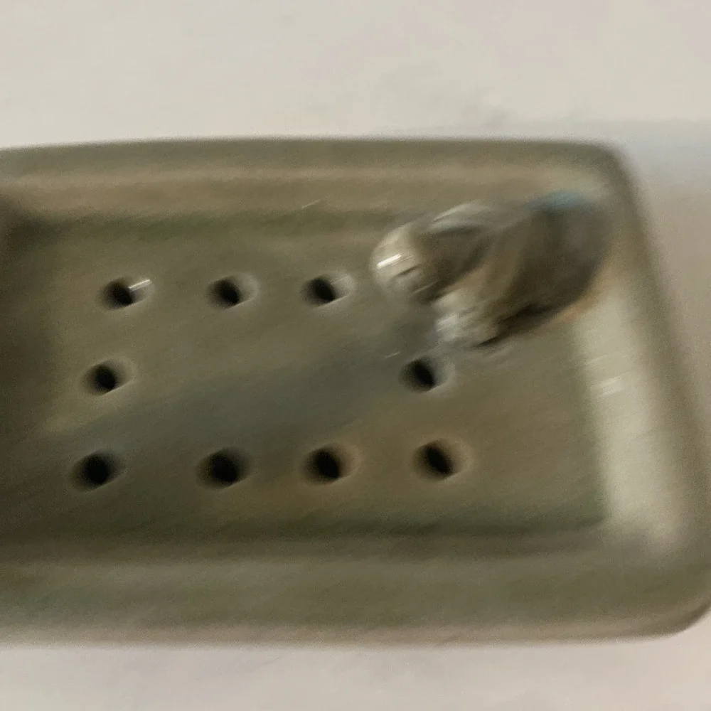 Whimisical Sage Green Soap Dish With Drain Holes Turtles Glazed Pottey